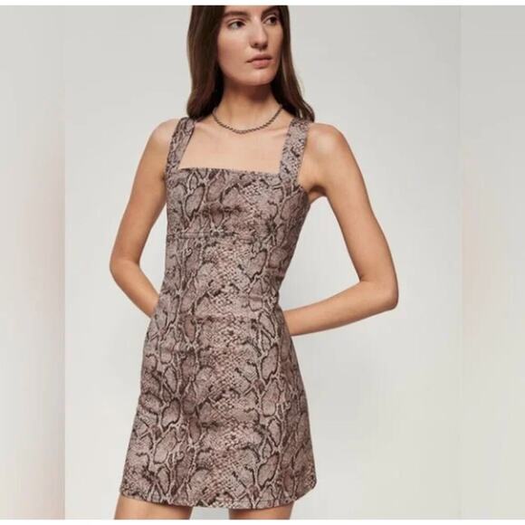 Reformation Dresses & Skirts - Reformation Womens Lizzie Snake Denim Dress Size 10 NWT